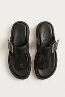 TFP - T Strap Sandals Buckle Detail - Black Matte
