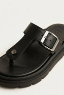 TFP - T Strap Sandals Buckle Detail - Black Matte