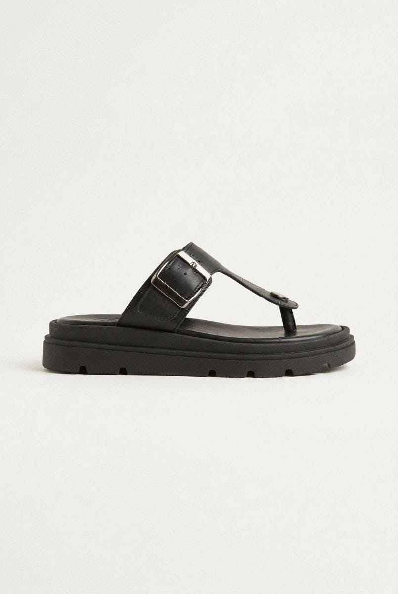 TFP - T Strap Sandals Buckle Detail - Black Matte