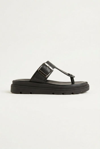 TFP - T Strap Sandals Buckle Detail - Black Matte