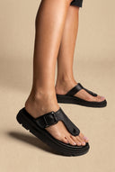TFP - T Strap Sandals Buckle Detail - Black Matte