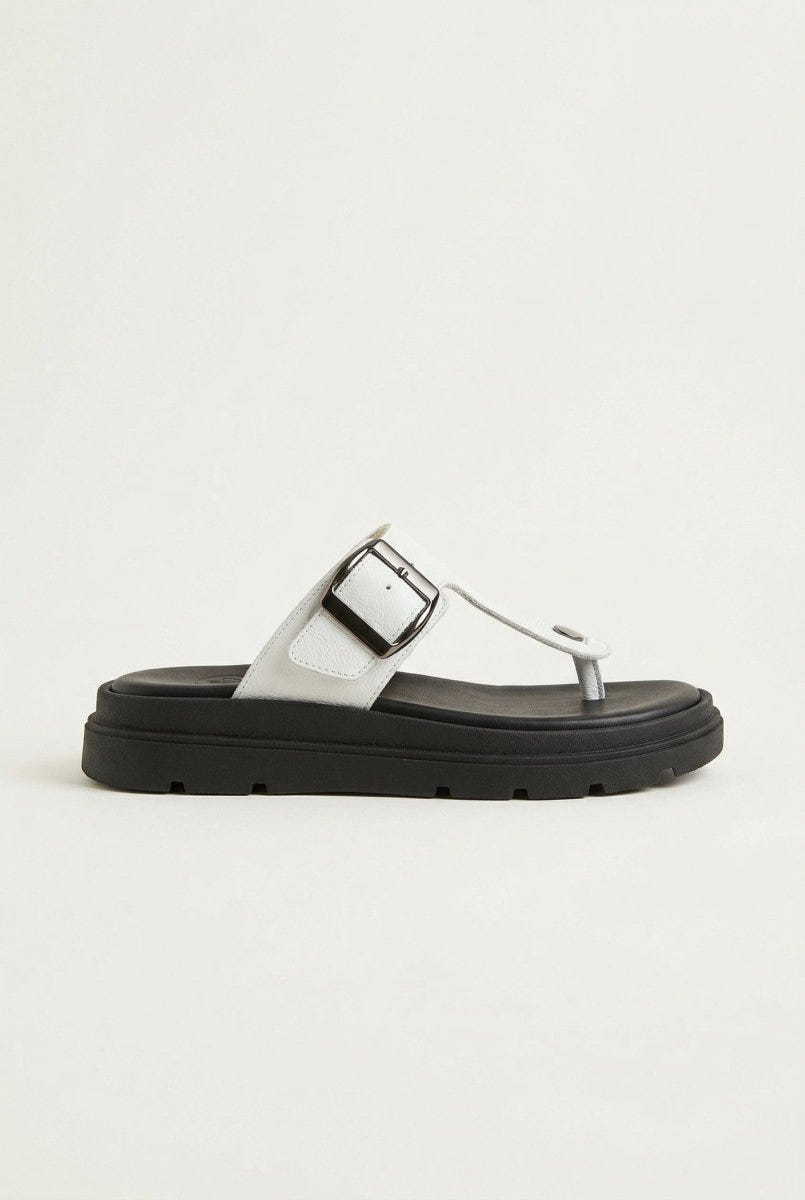 TFP - T Strap Sandals Buckle Detail - White Matte