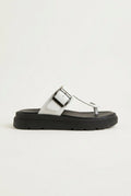 TFP - T Strap Sandals Buckle Detail - White Matte