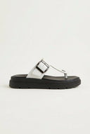 TFP - T Strap Sandals Buckle Detail - White Matte