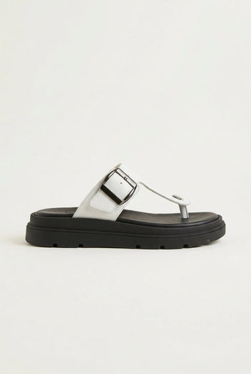 TFP - T Strap Sandals Buckle Detail - White Matte
