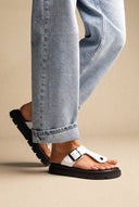 TFP - T Strap Sandals Buckle Detail - White Matte