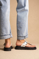 TFP - T Strap Sandals Buckle Detail - White Matte