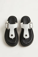 TFP - T Strap Sandals Buckle Detail - White Matte