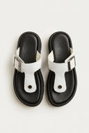 TFP - T Strap Sandals Buckle Detail - White Matte