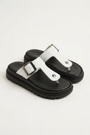 TFP - T Strap Sandals Buckle Detail - White Matte