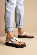 TFP - T Strap Sandals Buckle Detail - White Matte