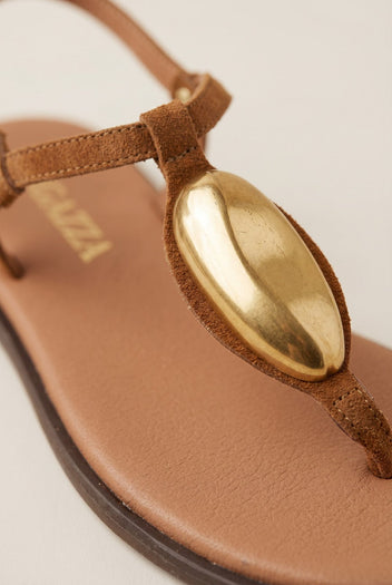 RAGAZZA - T - Strap Sandals - Tan Suede