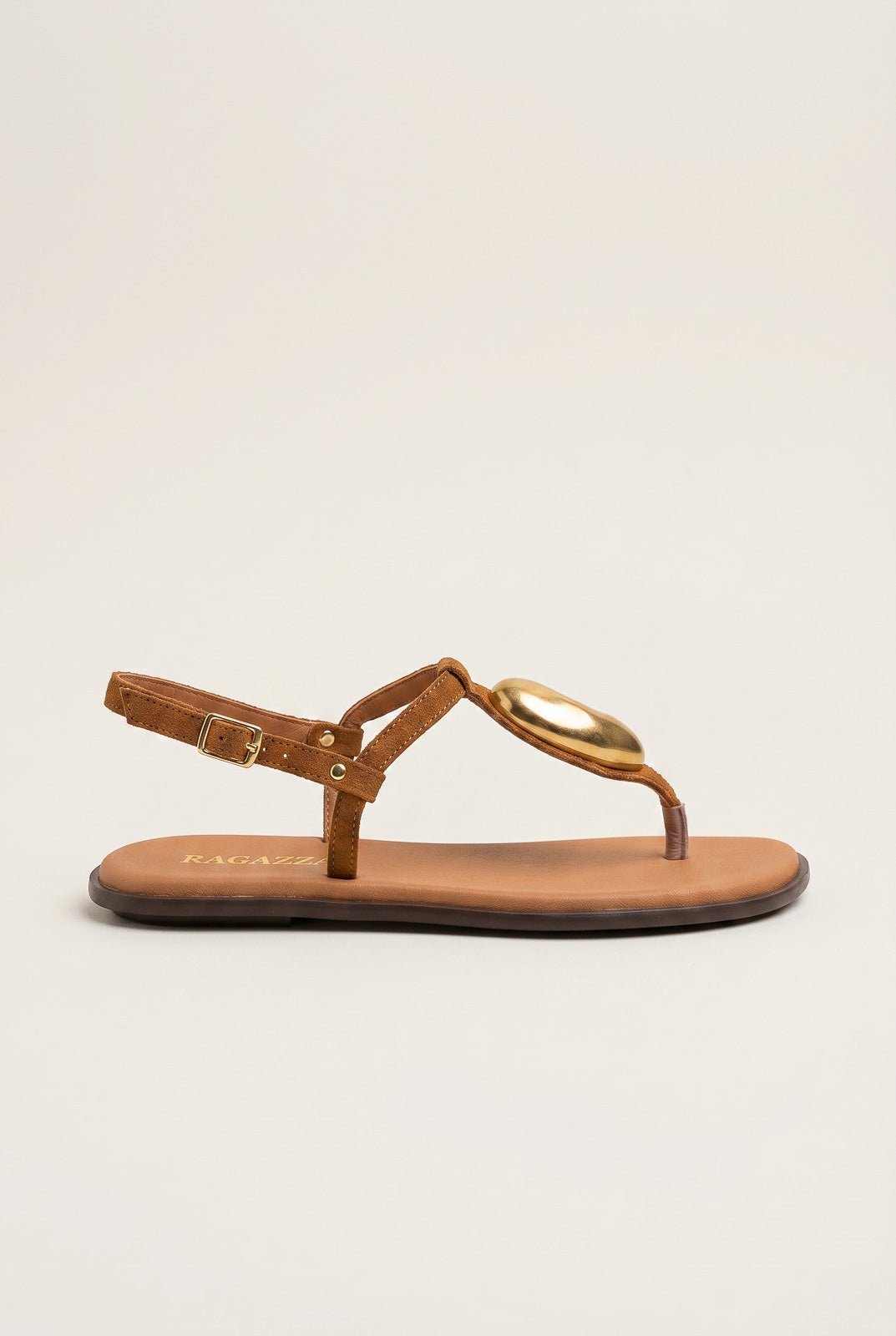 RAGAZZA - T - Strap Sandals - Tan Suede
