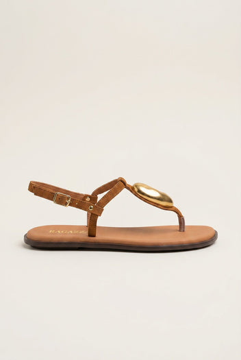 RAGAZZA - T - Strap Sandals - Tan Suede