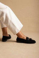 MARQUIIZ - Tassel Loafers with Metal Detail - Black Suede
