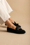 MARQUIIZ - Tassel Loafers with Metal Detail - Black Suede