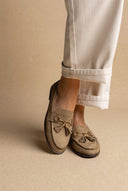 MARQUIIZ - Tassel Loafers with Metal Detail - Olive Suede