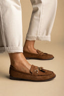MARQUIIZ - Tassel Loafers with Metal Detail - Tan Suede