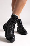 Texture Lace - Up Combat Boots Xti 144389 - Black Snake Patern - thefashionproject.gr - Xti Footwear
