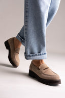 TFP Chunky Loafers Lug Sole - Beige Suede - thefashionproject.gr - TFP