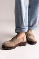 TFP Chunky Loafers Lug Sole - Beige Suede - thefashionproject.gr - TFP