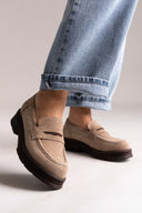 TFP Chunky Loafers Lug Sole - Beige Suede - thefashionproject.gr - TFP
