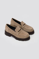 TFP Chunky Loafers Lug Sole - Beige Suede - thefashionproject.gr - TFP