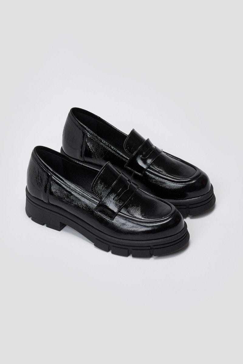 TFP Chunky Loafers Lug Sole - Black Patent - thefashionproject.gr - TFP