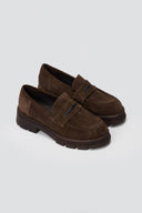 TFP Chunky Loafers Lug Sole - Brown Suede - thefashionproject.gr - TFP