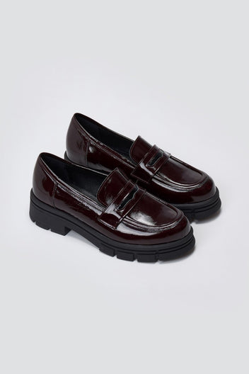 TFP Chunky Loafers Lug Sole - Burgundy Patent - thefashionproject.gr - TFP