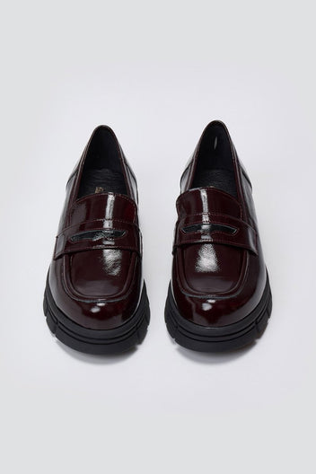 TFP Chunky Loafers Lug Sole - Burgundy Patent - thefashionproject.gr - TFP