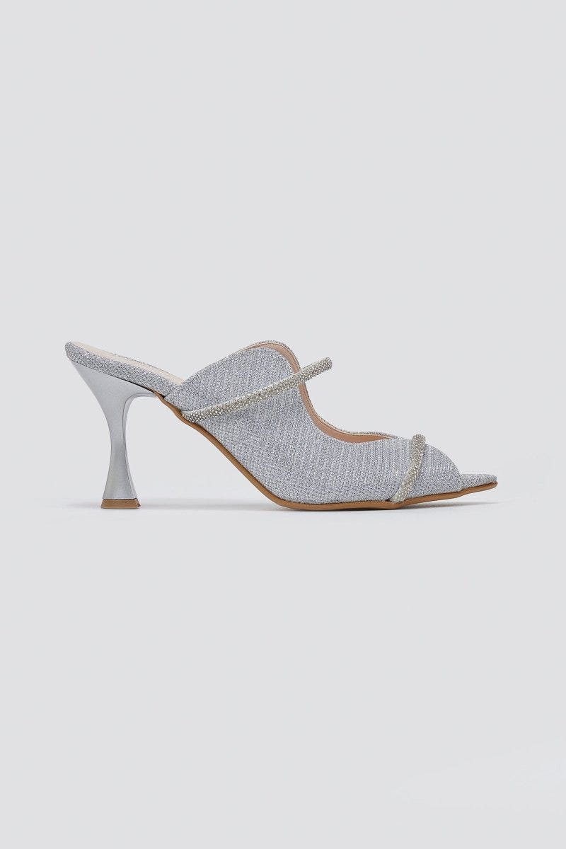 TFP Glitter Mules - Silver Glitter - thefashionproject.gr - TFP
