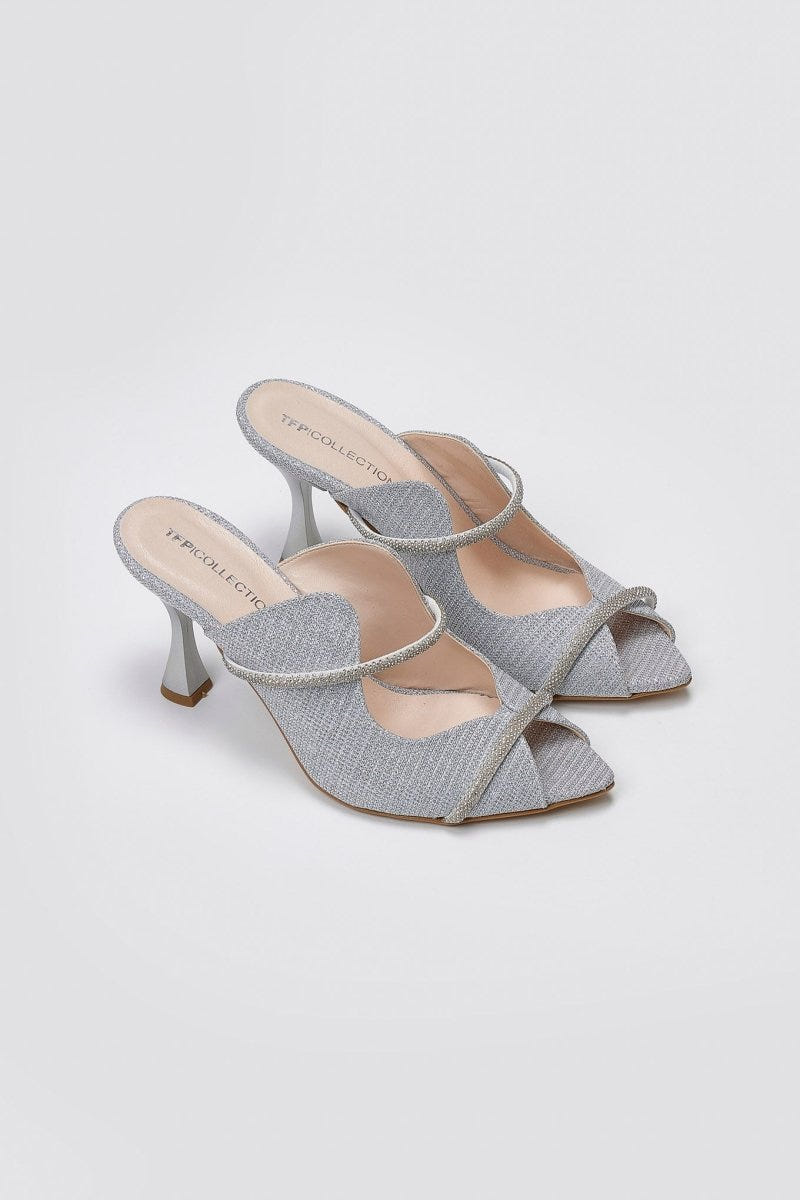 TFP Glitter Mules - Silver Glitter - thefashionproject.gr - TFP
