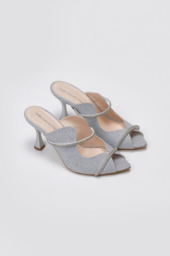TFP Glitter Mules - Silver Glitter - thefashionproject.gr - TFP