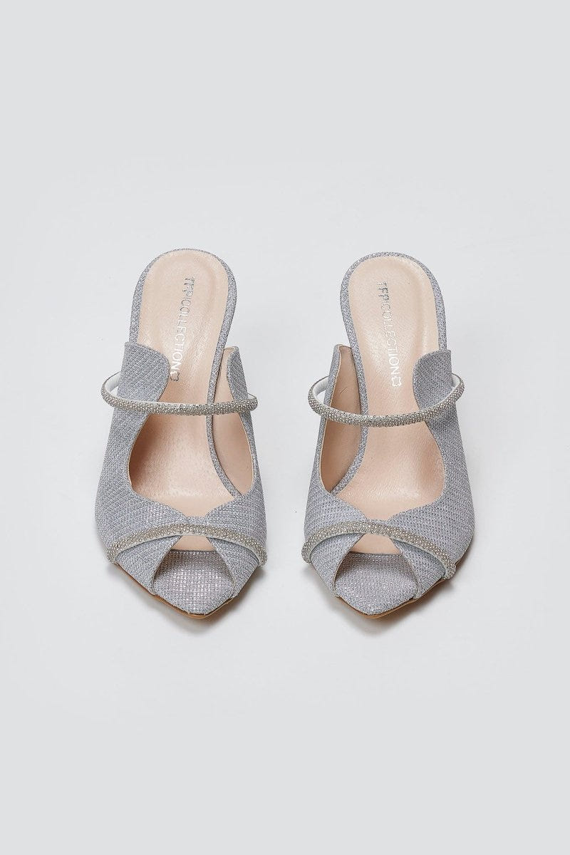 TFP Glitter Mules - Silver Glitter - thefashionproject.gr - TFP