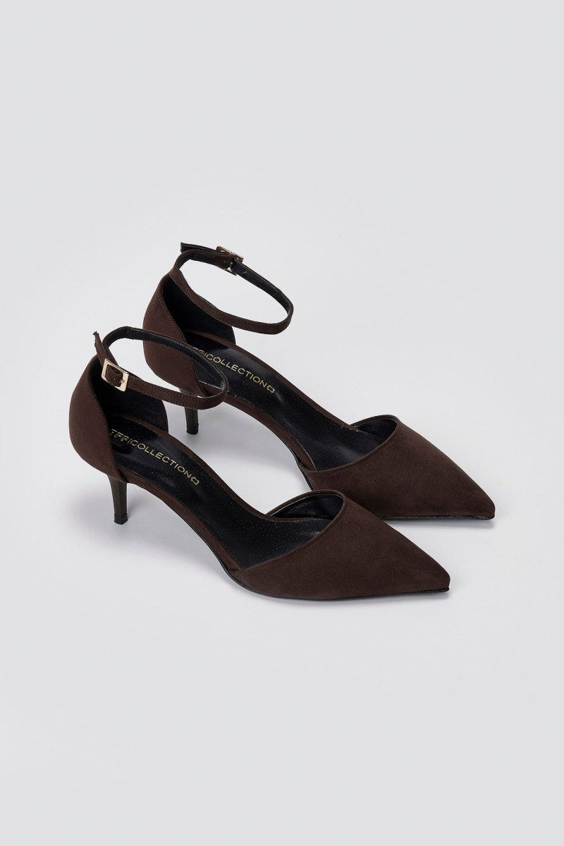 TFP Kitten Heel Pumps - Brown Suede - thefashionproject.gr - TFP
