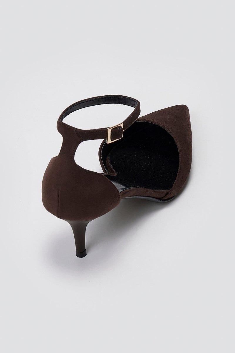 TFP Kitten Heel Pumps - Brown Suede - thefashionproject.gr - TFP