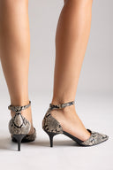 TFP Kitten Heel Pumps - Ivory Black Snake Print - thefashionproject.gr - TFP