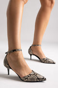 TFP Kitten Heel Pumps - Ivory Black Snake Print - thefashionproject.gr - TFP