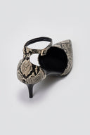 TFP Kitten Heel Pumps - Ivory Black Snake Print - thefashionproject.gr - TFP