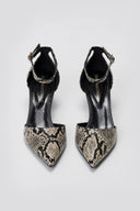 TFP Kitten Heel Pumps - Ivory Black Snake Print - thefashionproject.gr - TFP