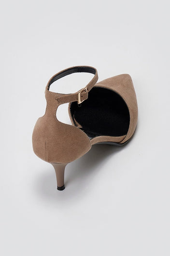 TFP Kitten Heel Pumps - Taupe Suede - thefashionproject.gr - TFP