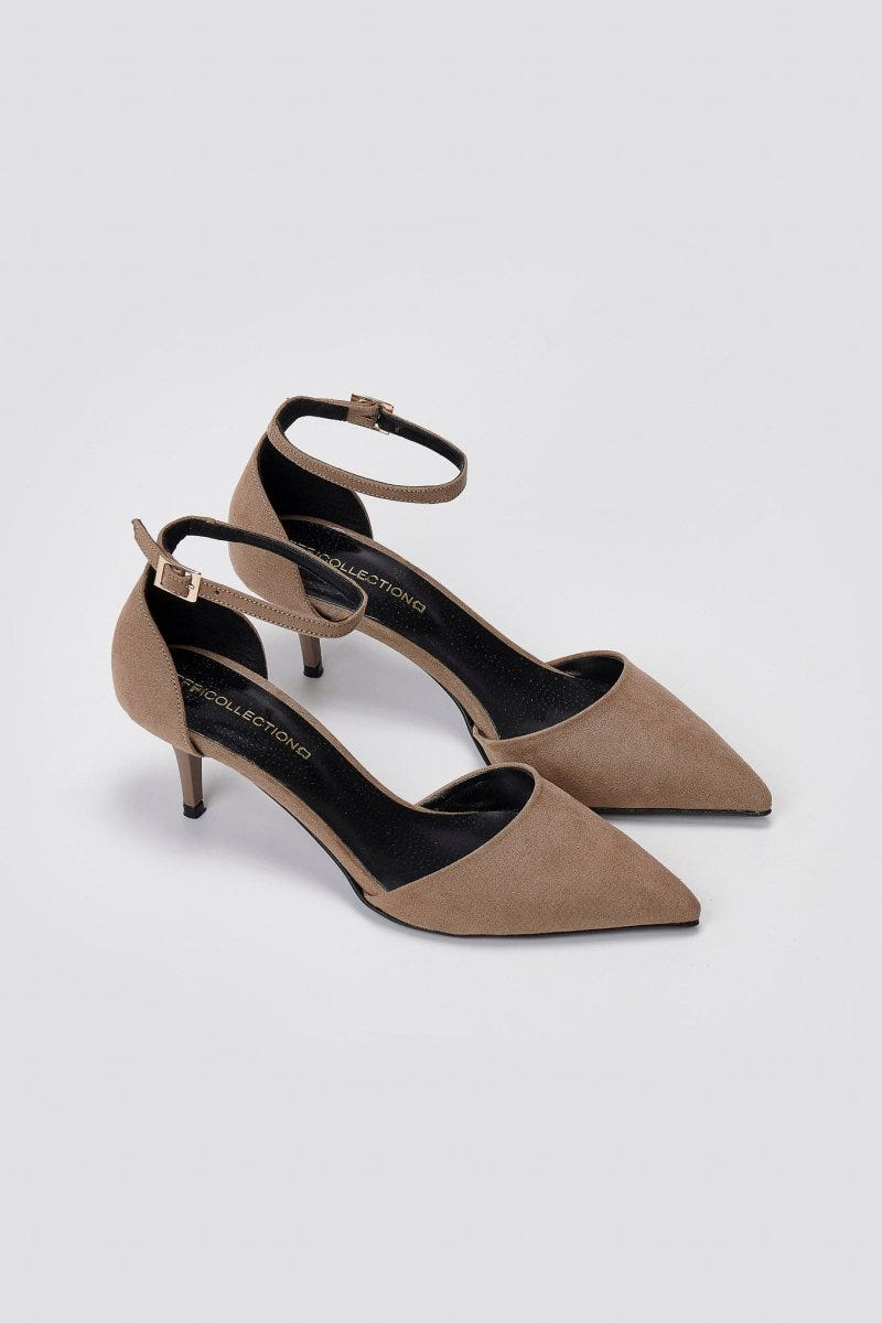 TFP Kitten Heel Pumps - Taupe Suede - thefashionproject.gr - TFP