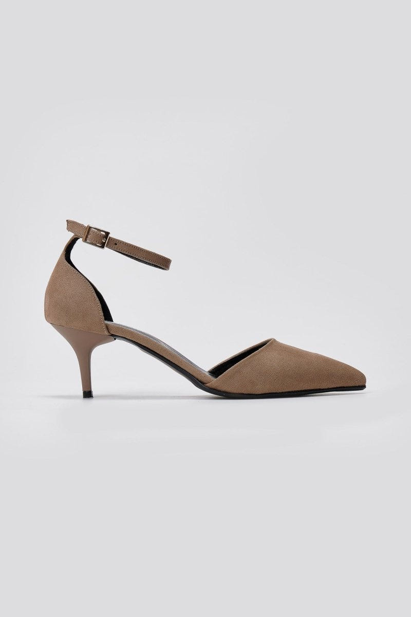 TFP Kitten Heel Pumps - Taupe Suede - thefashionproject.gr - TFP