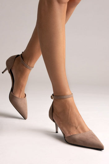 TFP Kitten Heel Pumps - Taupe Suede - thefashionproject.gr - TFP