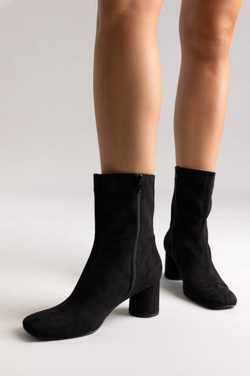 TFP Low Heel Ankle Boots - Black Suede - thefashionproject.gr - TFP