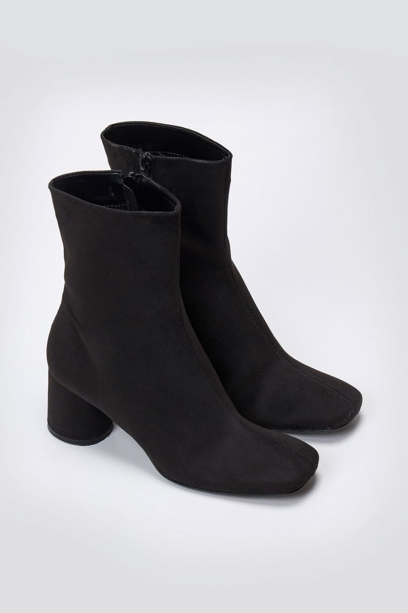 TFP Low Heel Ankle Boots - Black Suede - thefashionproject.gr - TFP