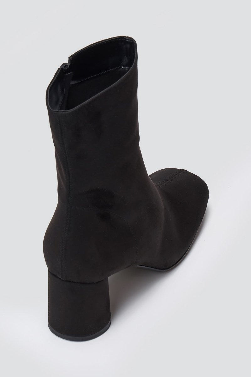 TFP Low Heel Ankle Boots - Black Suede - thefashionproject.gr - TFP