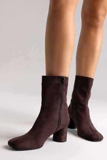 TFP Low Heel Ankle Boots - Brown Suede - thefashionproject.gr - TFP