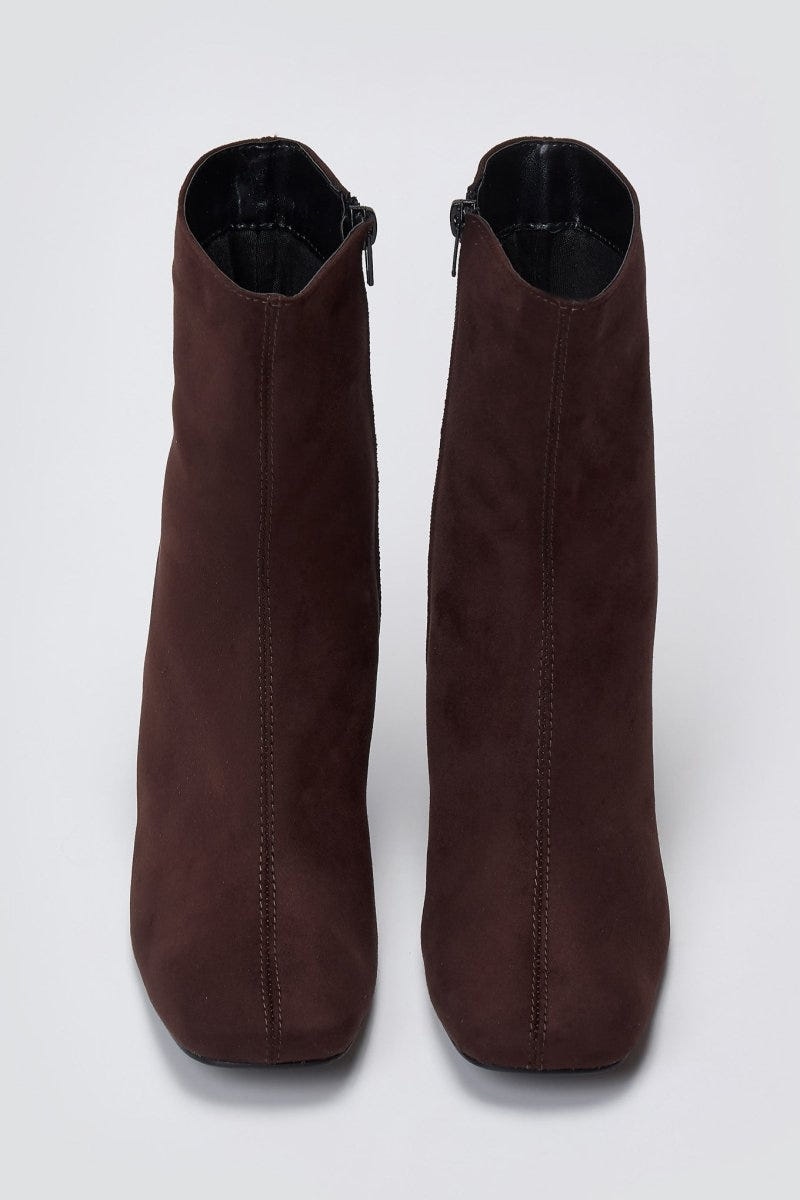 TFP Low Heel Ankle Boots - Brown Suede - thefashionproject.gr - TFP